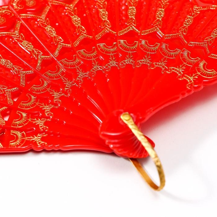 Веер пластик, текстиль  Веер пластик, текстиль "Цветочный рай" широкие лопасти, блёстки МИКС 23 см