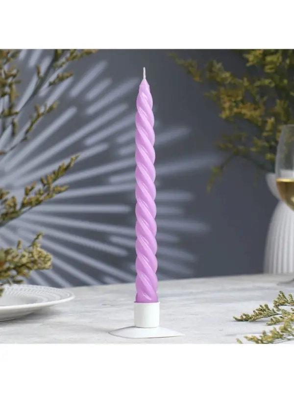 Свеча витая, 2.3&times;24.5 см, 5 ч, 50 г, сиреневая