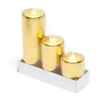 Свеча столбик 5&times;7.5, 10, 15 см, набор 3 шт., золото