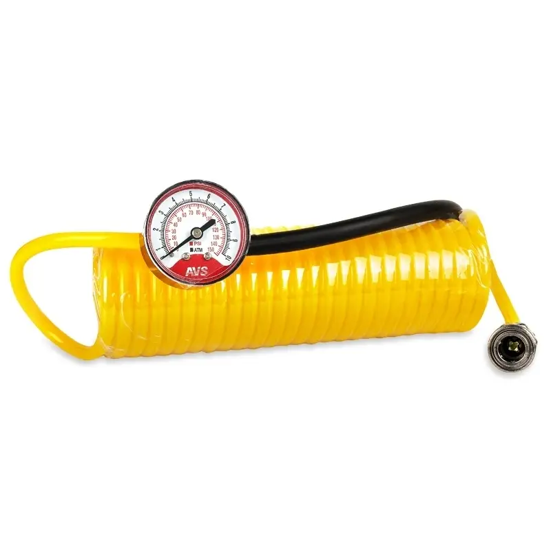 Универсальный шланг-удлинитель с манометром для автомобильных компрессоров HS-01