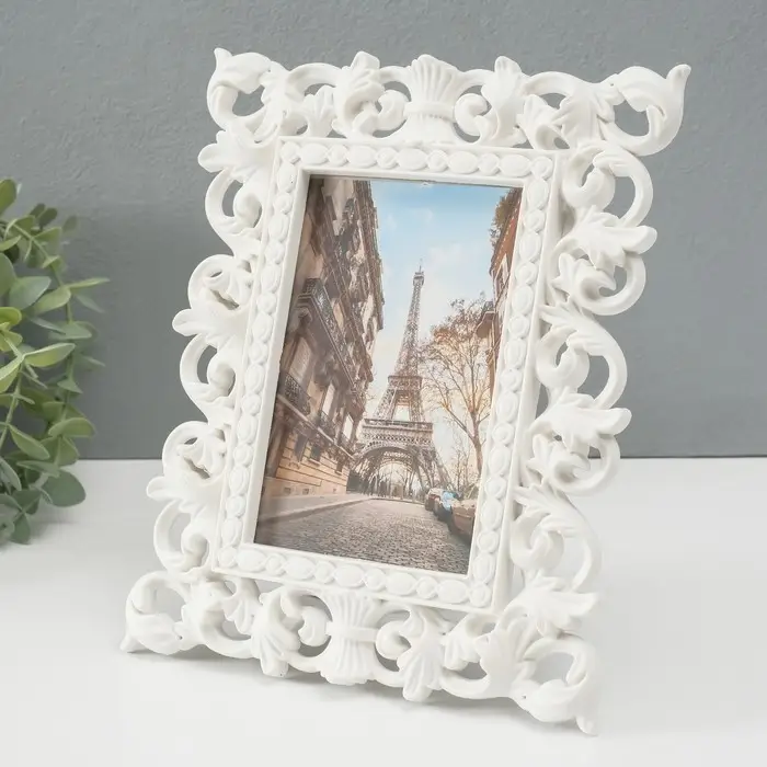 Фоторамка пластик 10х15 см Фоторамка пластик 10х15 см "Узоры из листьев" белая 23,7х19,3 см