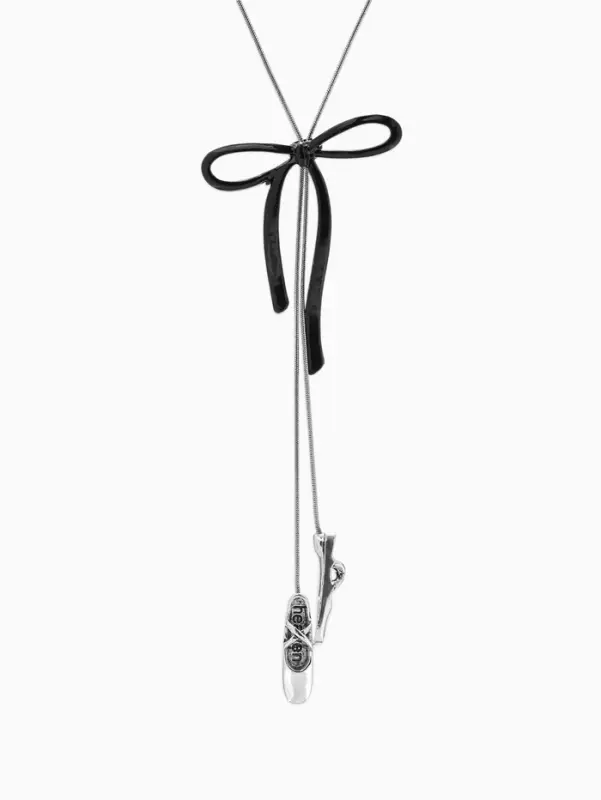 Чокер &laquo;Балерина&raquo; с бантиком, пуанты, затяжка, L=60см, цвет чёрно-серебристый