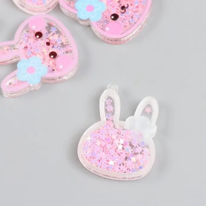 Шейкер для творчества акрил "Зайка с цветочком" с глиттером 0,5х3х3,5 см