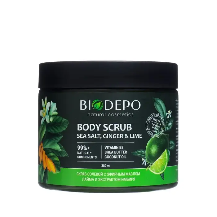 Скраб солевой для тела Biodepo с эфирным маслом лайма и экстрактом имбиря, 380 мл Скраб солевой для тела Biodepo с эфирным маслом лайма и экстрактом имбиря, 380 мл