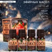 Новогодний набор эфирных масел &laquo;С Новым Годом!&raquo;, в подарочной коробке, пихта, эвкалипт, кедр, сосна, 4 шт. по 10 мл