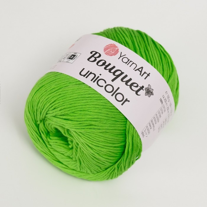 Пряжа Пряжа "Bouquet Unicolor" 100% хлопок 200м/100г (3219 салат яркий)