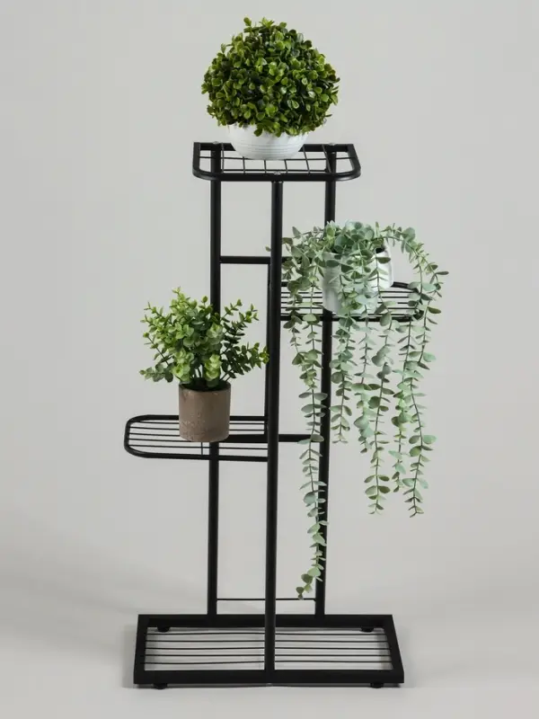 Подставка для цветов Greengo, 4 полки, 43&times;22&times;82 см, напольная, металл, чёрная