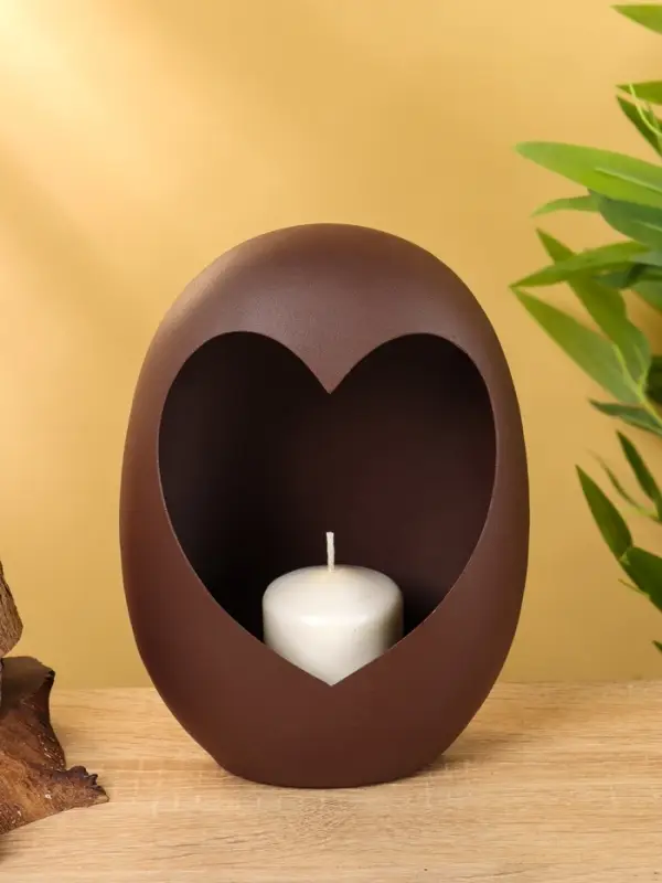 Подсвечник в форме сердца текстурный «Шоколад», 16.5×8.5×22+/- 1 см