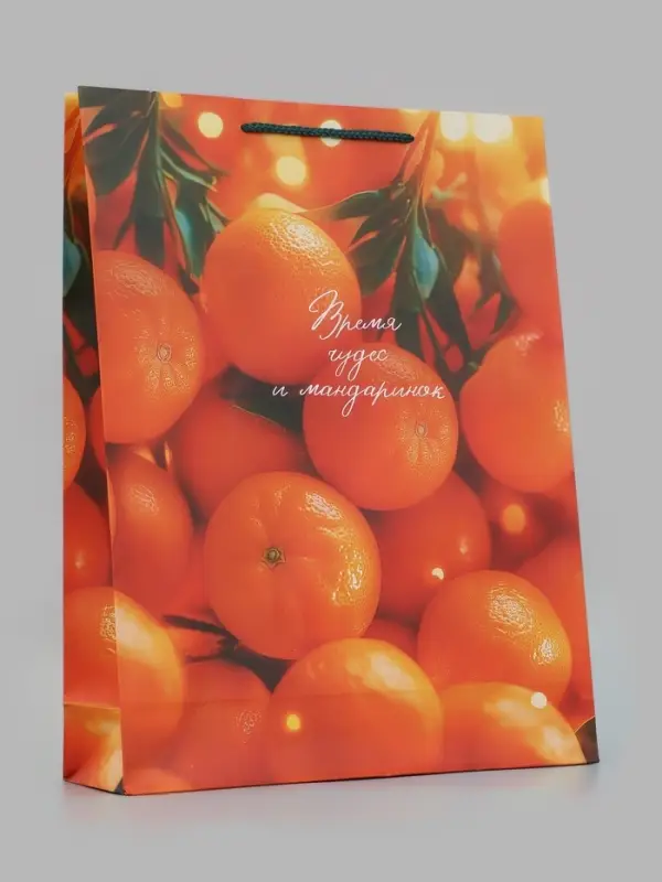 Пакет подарочный &laquo;Время чудес и мандаринок&raquo;, 33&times;10&times;42.5 см