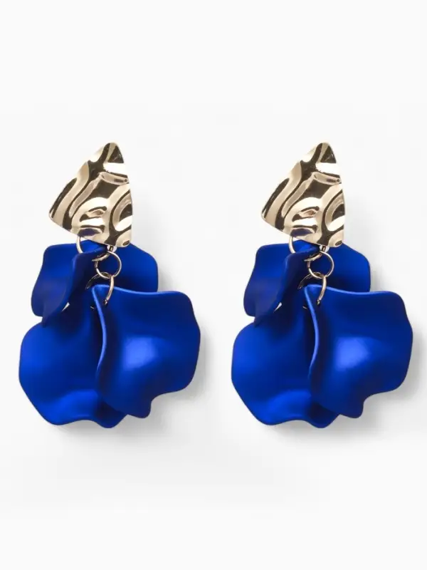 Серьги ассорти &laquo;Ветер&raquo;, мятые треугольники, цвет сине-золотой