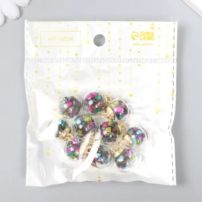 Подвеска декоративная для творчества стекло "Шар - квадратики" d=1,6 см 2,1х1,6 см