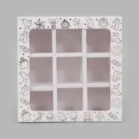 Коробка с обечайкой с окном под 9 конфет &laquo; Золотой Новый год&raquo; 13.8&times;13.8&times;3 см