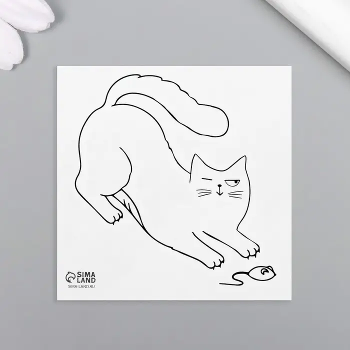 Переводная тату на тело чёрная «Кошки-мышки», 6×6 см Переводная тату на тело чёрная «Кошки-мышки», 6×6 см