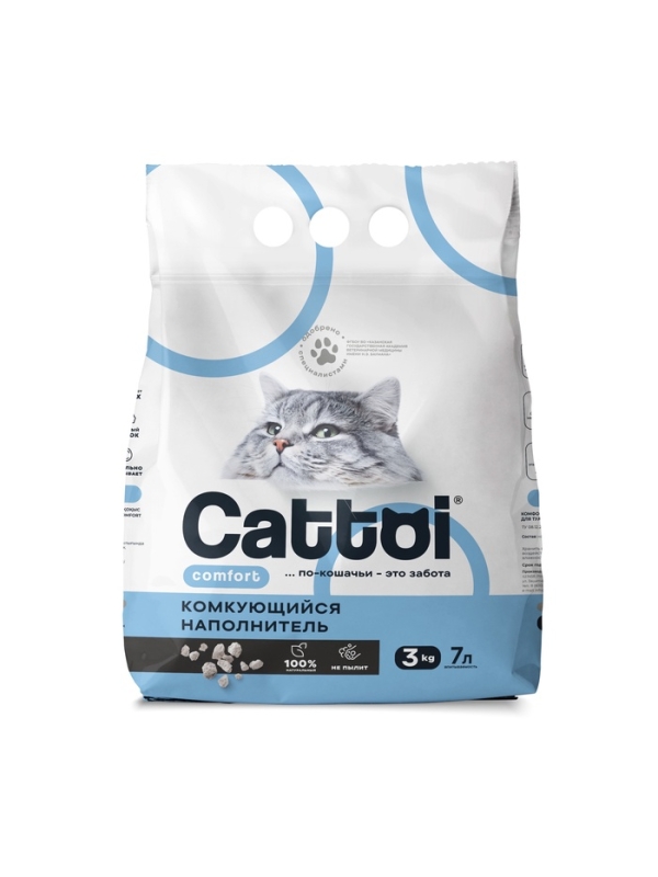 Наполнитель минеральный комкующийся Cattoi Comfort 3 кг,пластиковый пакет Наполнитель минеральный комкующийся Cattoi Comfort 3 кг,пластиковый пакет