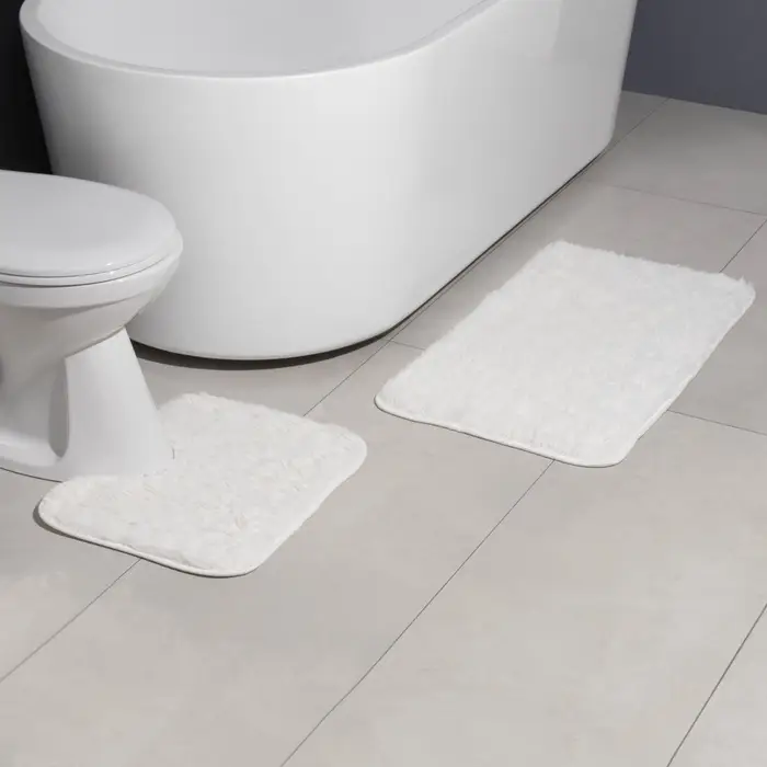 Коврики для ванной и туалета Доляна &laquo;Пушистик&raquo;, 2 шт.: 40&times;50 см, 50&times;80 см, цвет белый