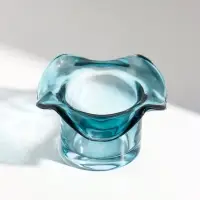 Подсвечник стекло на 1 свечу "Волна" морская волна d=4,5 см 10,5х10,5х7 см