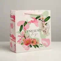 Пакет подарочный ламинированный квадратный, упаковка, &laquo;Present for you&raquo;, 30&times;30&times;12 см