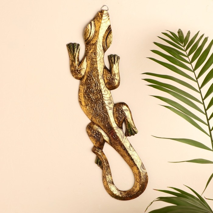 Панно дерево  Панно дерево "Геккон" 48х12,5х1,1 см