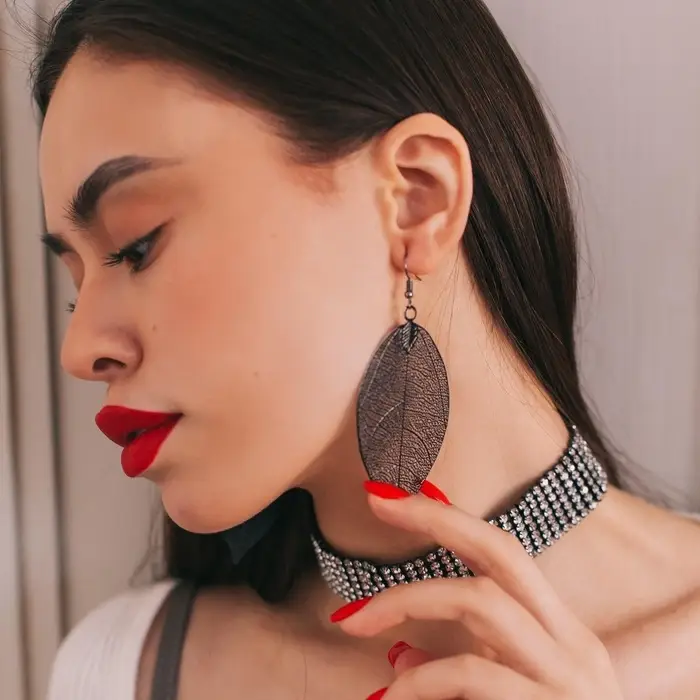 Серьги металл &laquo;Лист липы&raquo;, чёрные