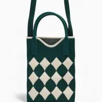 Сумка подр Ромбы, 12*4*17, отд на кнопке, дл ремень, зеленый Сумка подр Ромбы, 12*4*17, отд на кнопке, дл ремень, зеленый
