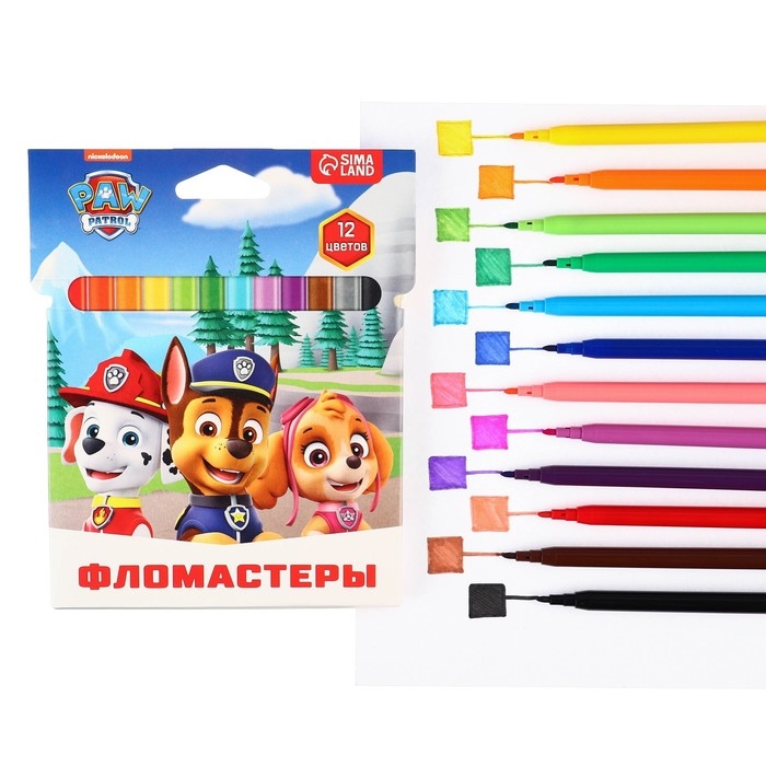 Фломастеры  Фломастеры "Щенячий патруль", 12 цветов, вентилируемый колпачок