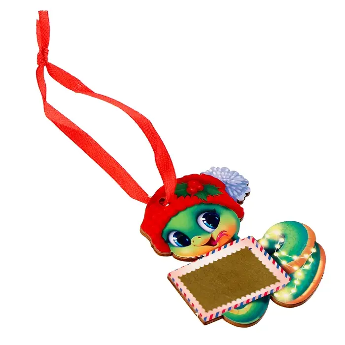 Ёлочная игрушка - подвеска деревянная «Новый год! Змея в шапке» со скретч-слоем Ёлочная игрушка - подвеска деревянная «Новый год! Змея в шапке» со скретч-слоем