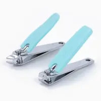 Кусачки книпсер, набор, 2 предмета, в футляре, бирюзовые, серебристые