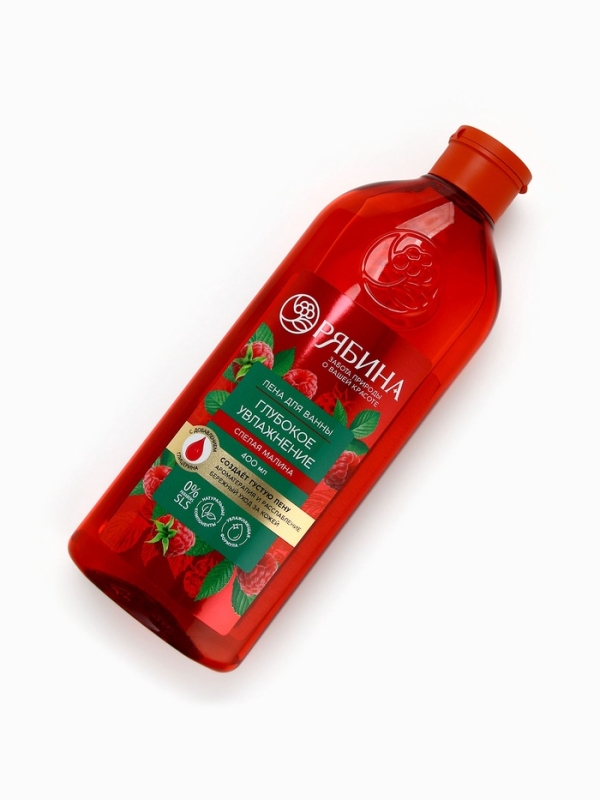 Пена для ванны, глубокое увлажнение, аромат малины, 400 мл, Рябина Пена для ванны, глубокое увлажнение, аромат малины, 400 мл, Рябина