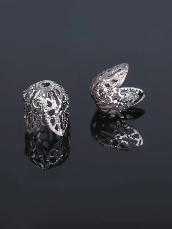 Шапочки для бусин (набор 20 шт.), СМ-051, 11&times;12 мм, цвет серебро