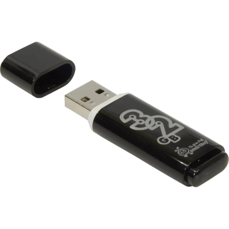 Флеш-память Smartbuy Glossy, 32Gb, USB 2.0, чер, SB32GBGS-K