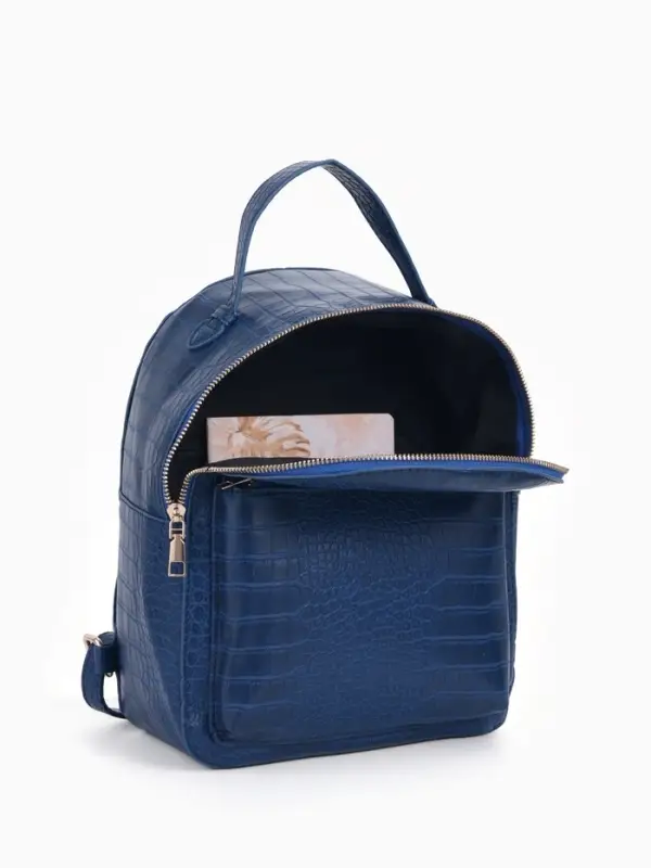 Рюкзак женский на молнии, с карманом, размер 24&times;12&times;31 см, синий