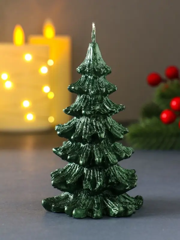 Свеча "Ёлочка новогодняя" 70*110 мм, лак, зеленая