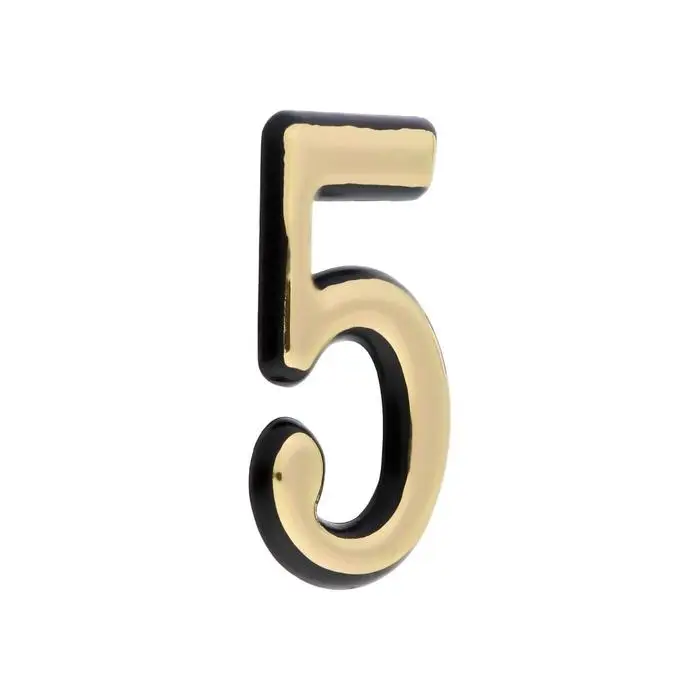 Цифра дверная 5 ТУНДРА, пластиковая, цвет золото, 1 шт.