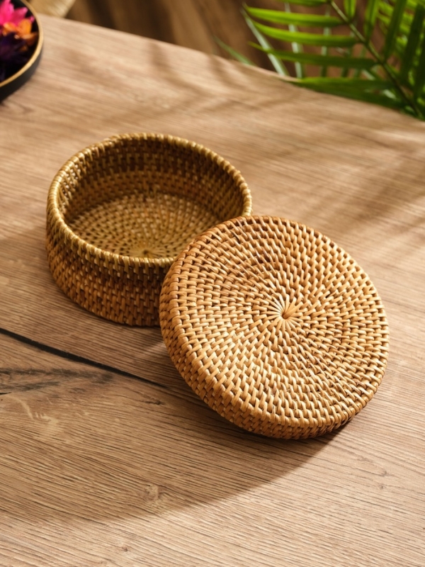 Корзинка плетеная ротанг, 13х13х5,5 см