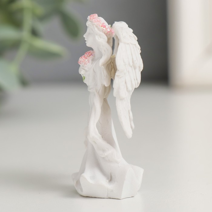 Сувенир полистоун Сувенир полистоун "Ангел-девушка в розовом венке - благодарность" МИКС 3,8х6х3 см