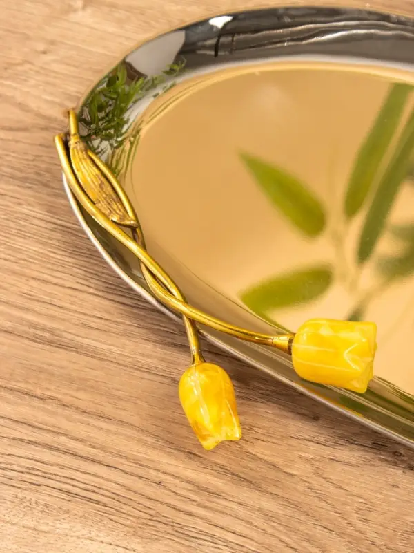 Поднос Поднос "Тюльпаны" 41х28х5 см, нержавеющая сталь