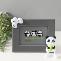 Фоторамка пластик 13х18 см "Пандочка с бамбуком" серый, горизонталь 3,5х24,5х19 см