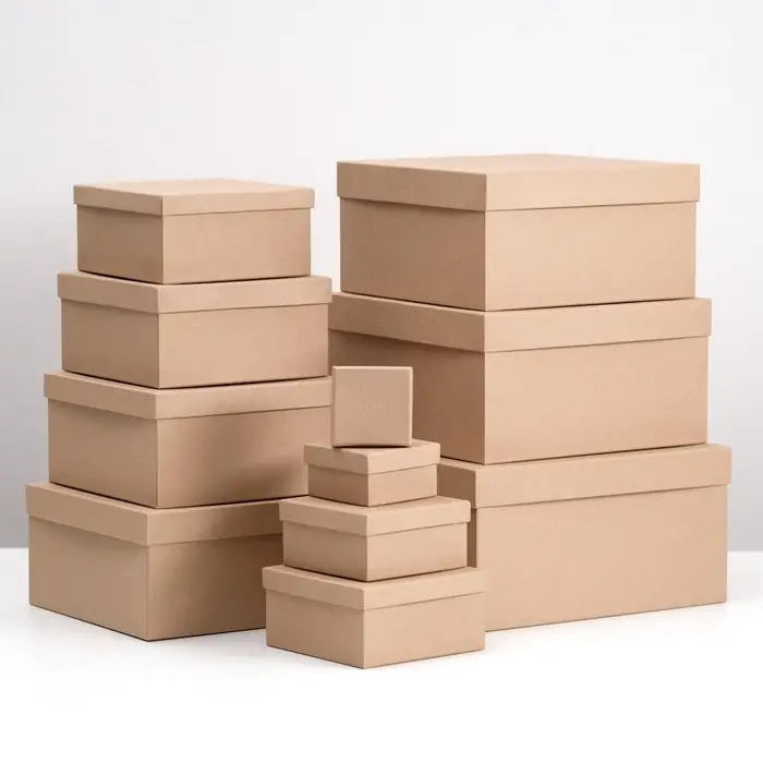 Набор квадратных коробок 11 в 1 &laquo;Крафт однотонный&raquo; 26&times;26&times;12.5 - 6.5&times;6.5&times;4 см