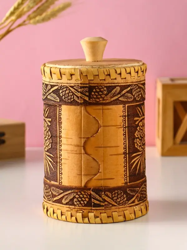 Туес с кантами Туес с кантами "Лесная красавица" D10смхH(с хватком)17см, береста