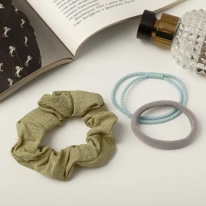 Резинка для волос "Эмилия" (набор 3 шт) жатка, микс