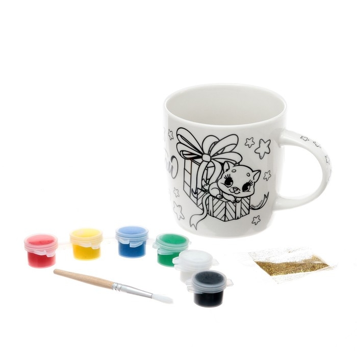 Кружка под раскраску на новый год «Мечтай», 300 мл, новогодний набор для творчества Кружка под раскраску на новый год «Мечтай», 300 мл, новогодний набор для творчества