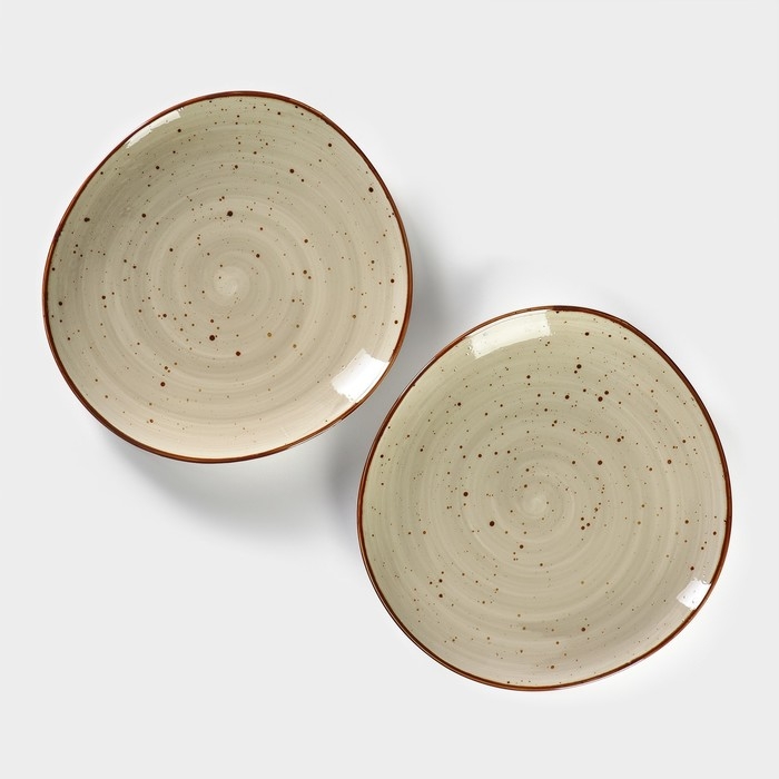 Набор тарелок фарфоровых обеденных Magistro Mediterana, 2 предмета: 31,5×29,7 см, цвет бежевый Набор тарелок фарфоровых обеденных Magistro Mediterana, 2 предмета: 31,5×29,7 см, цвет бежевый