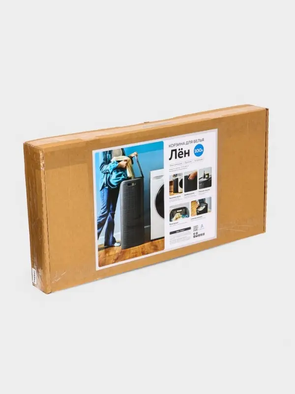 Плетёная корзина для белья с крышкой Плетёная корзина для белья с крышкой "Лён" 100л 43×32×80см, цвет графит