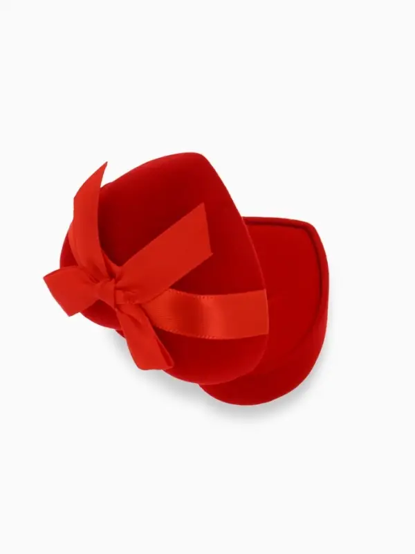 Футляр бархатный под серьги/кольцо &laquo;Сердце&raquo; с лентой, 6.2&times;6,2, цвет красный