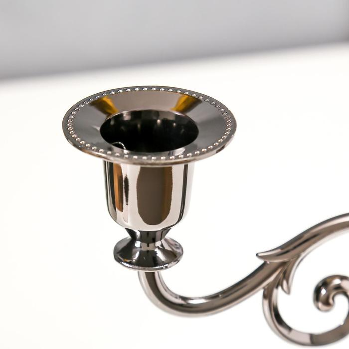 Подсвечник металл на 3 свечи  Подсвечник металл на 3 свечи "Лаконичность" цвет чёрный хром 25,5х27х10 см