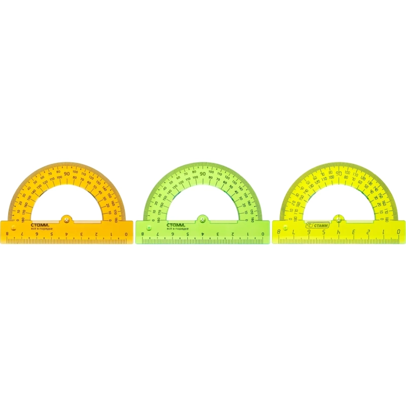 Транспортир 8см, &nbsp; 180градусов NEON Cristal &nbsp;цвет ассорти ТР-01