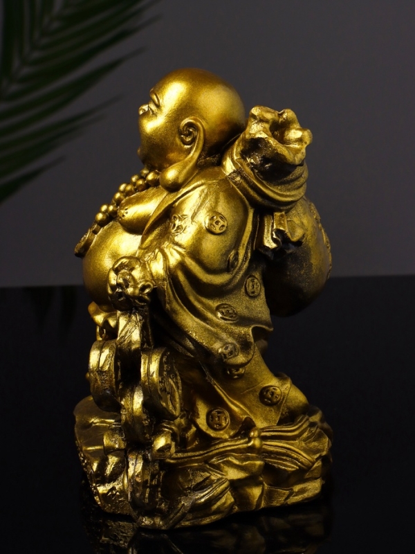 Статуэтка "Хотей приносит удачу и богатство" 14 см, цвет золото