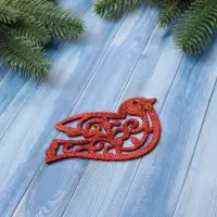 Ёлочные игрушки 2 шт. &laquo;Зимнее волшебство. Птичка блеск&raquo; пластик, 7&times;9.5 см, красный золото