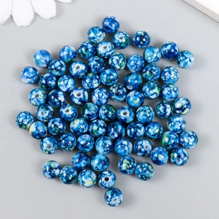 Бусины для творчества пластик Бусины для творчества пластик "Мраморные. Сапфир" d=0,8 см набор 20 гр