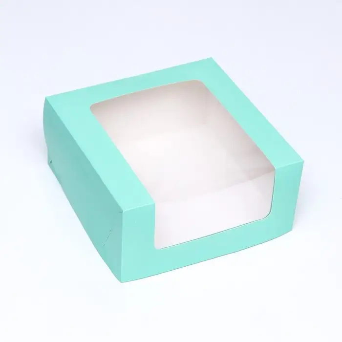 Кондитерская упаковка с окном, мятная, 21×21×10 см Кондитерская упаковка с окном, мятная, 21×21×10 см